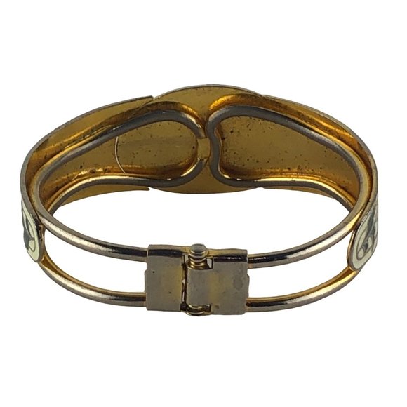 Vintage Cloisonne Hinged Bracelet Roses Butterflies Floral - Picture 4 of 6